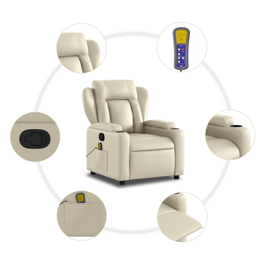 Massagestoel van kunstleer in crèmekleur