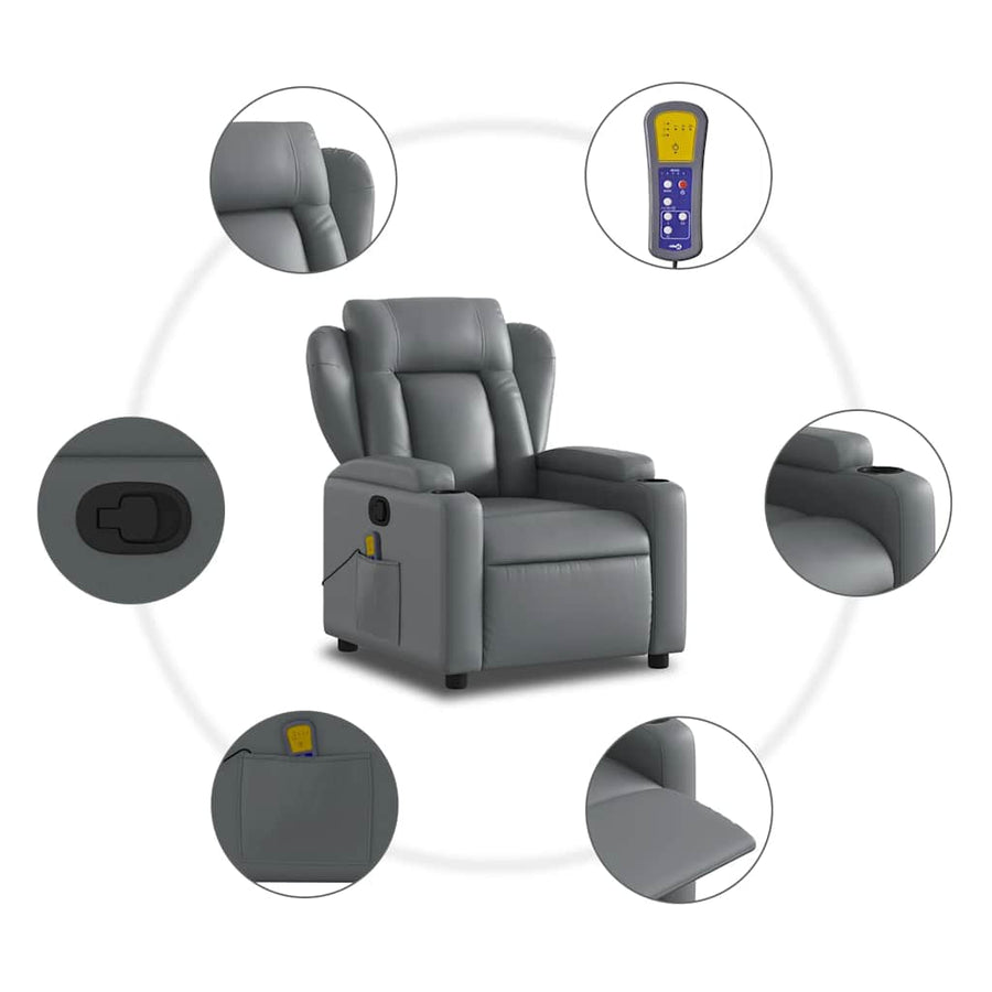 Massagestoel van grijs kunstleer