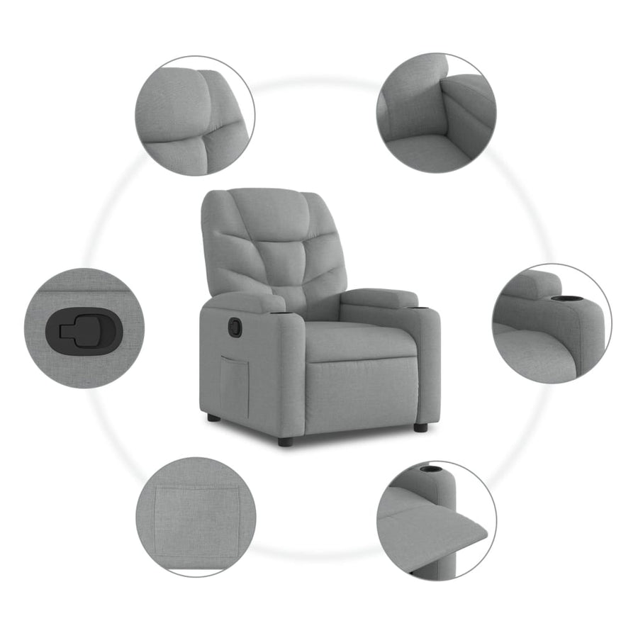 Relaxfauteuil lichtgrijze stof