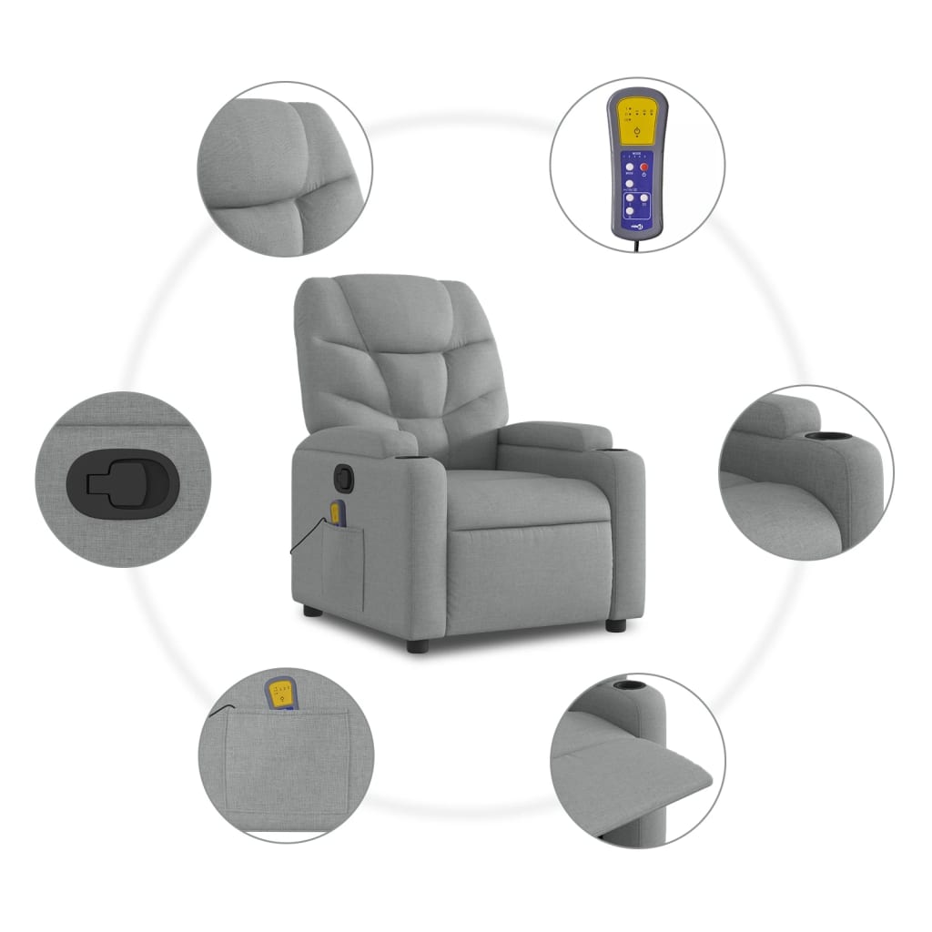 Massagestoel met lichtgrijze stof