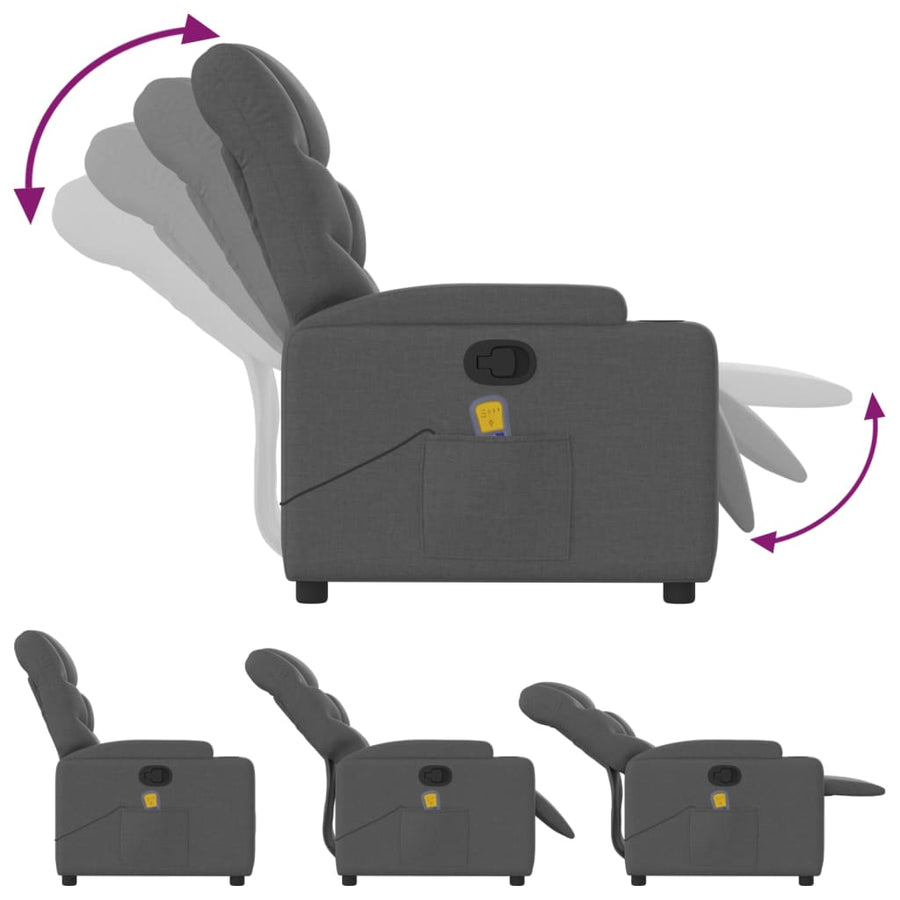 Massagestoel in donkergrijze stof