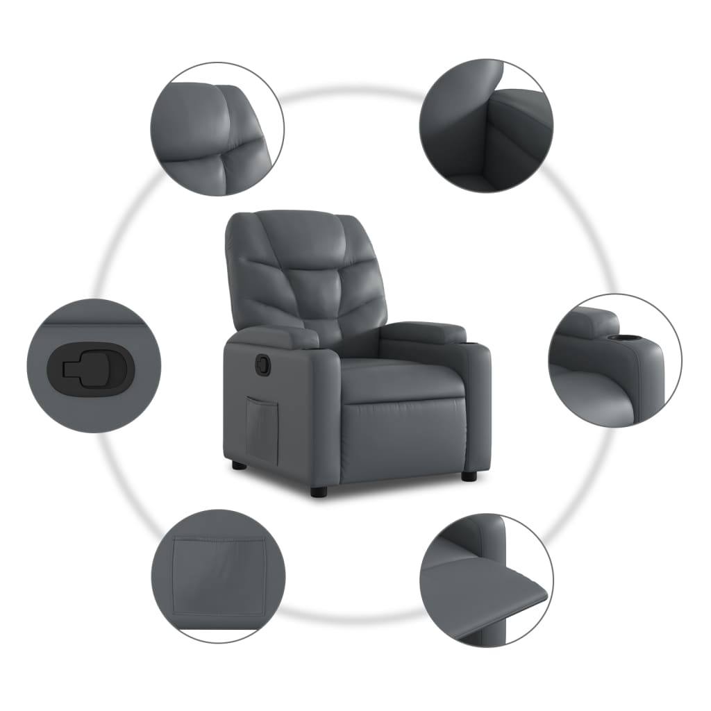 Relaxfauteuil kunstleer grijs