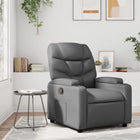 Relaxfauteuil kunstleer grijs met bekerhouders
