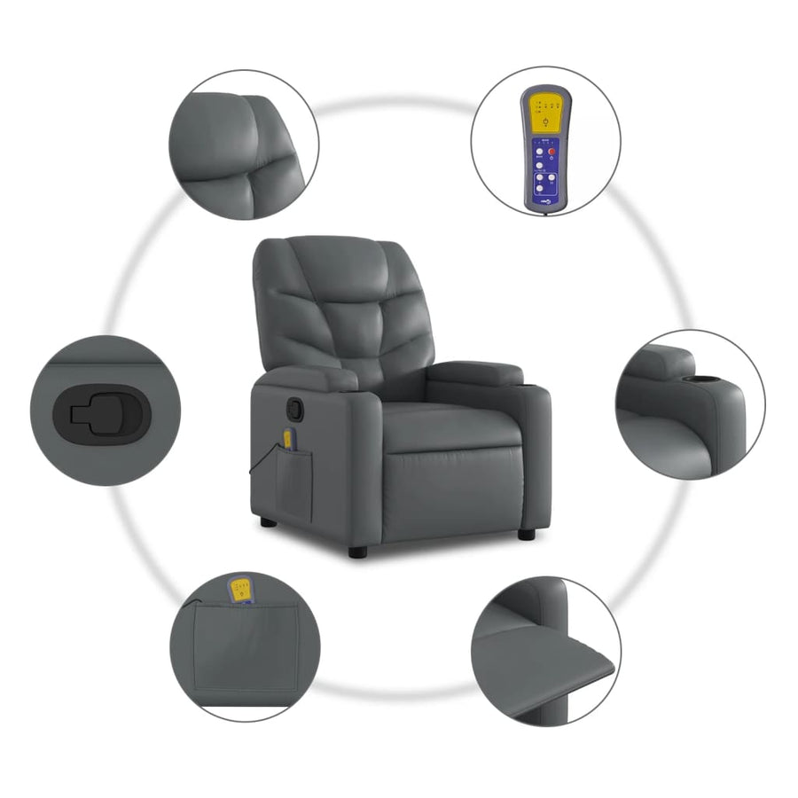 Massagestoel van grijs kunstleer