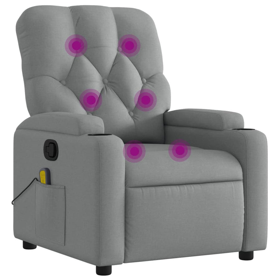 Massagestoel met lichtgrijze stof