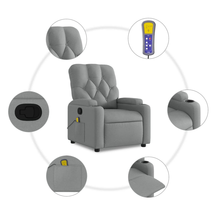 Massagestoel met lichtgrijze stof