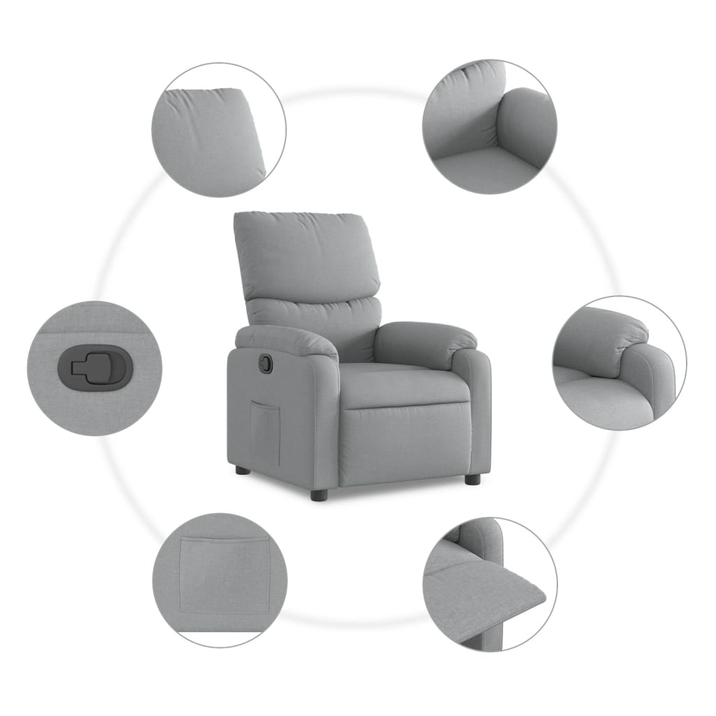Relaxfauteuil lichtgrijze stof