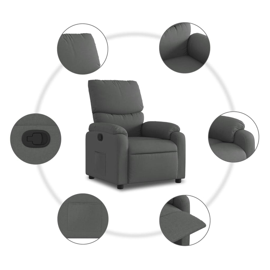 Relaxfauteuil Donkergrijze Stof