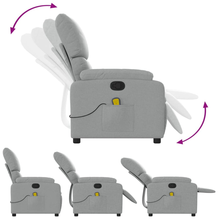 Massagestoel met lichtgrijze stof