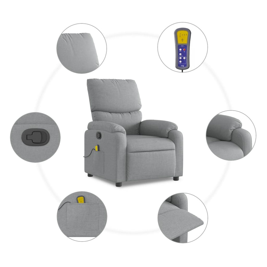 Massagestoel met lichtgrijze stof