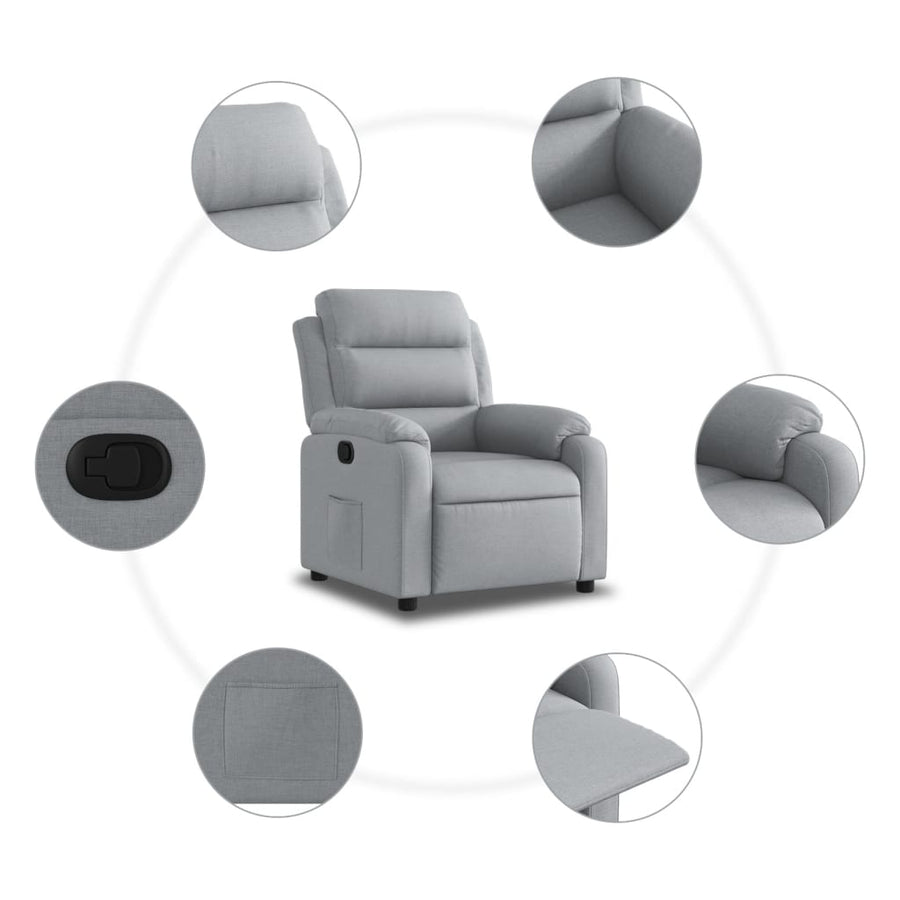 Relaxfauteuil lichtgrijze stof