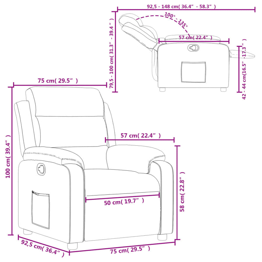 Relaxfauteuil Donkergrijze Stof