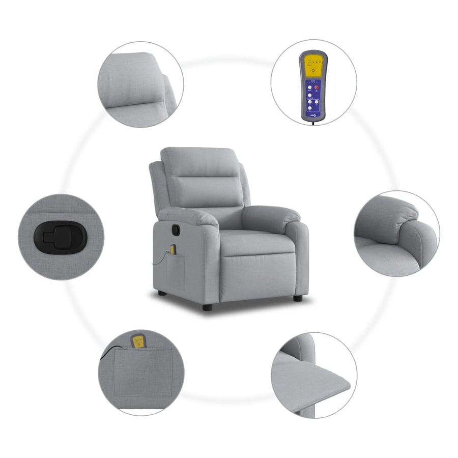 Massagestoel met lichtgrijze stof