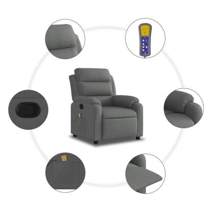 Massagestoel in donkergrijze stof
