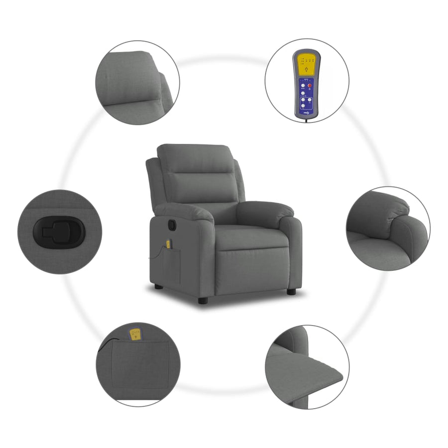 Massagestoel in donkergrijze stof