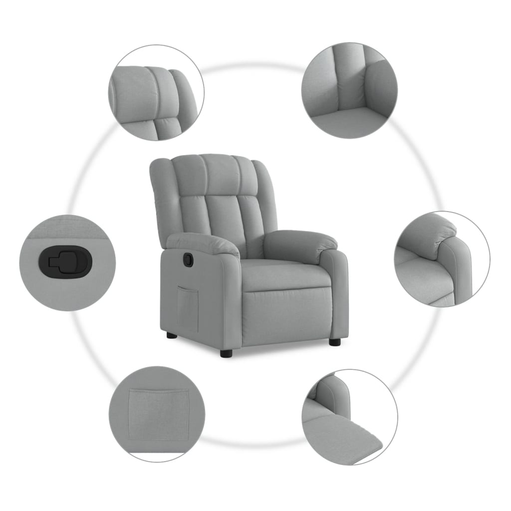 Relaxfauteuil lichtgrijze stof