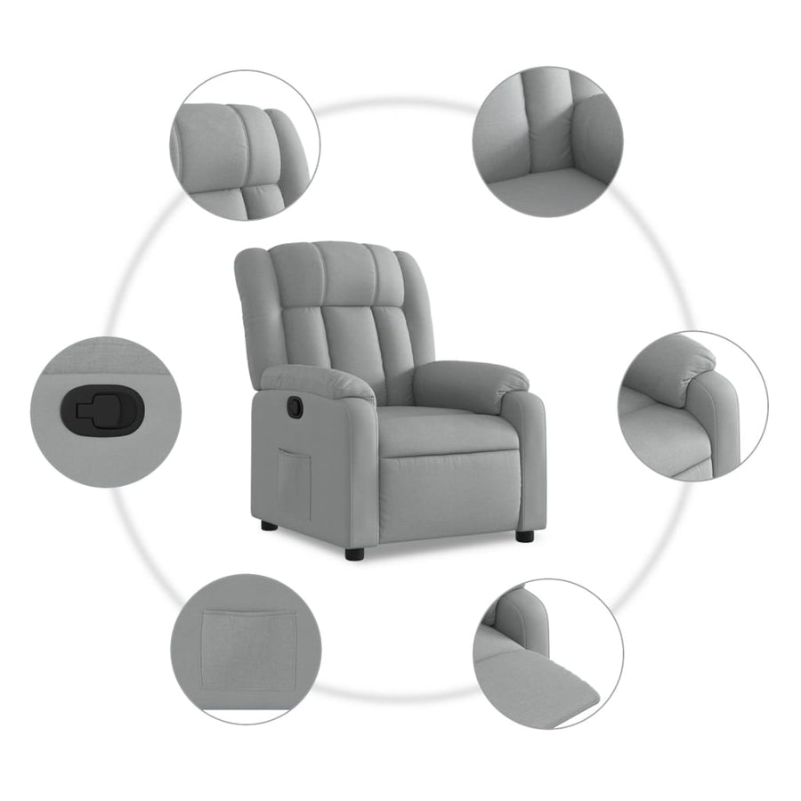 Relaxfauteuil lichtgrijze stof