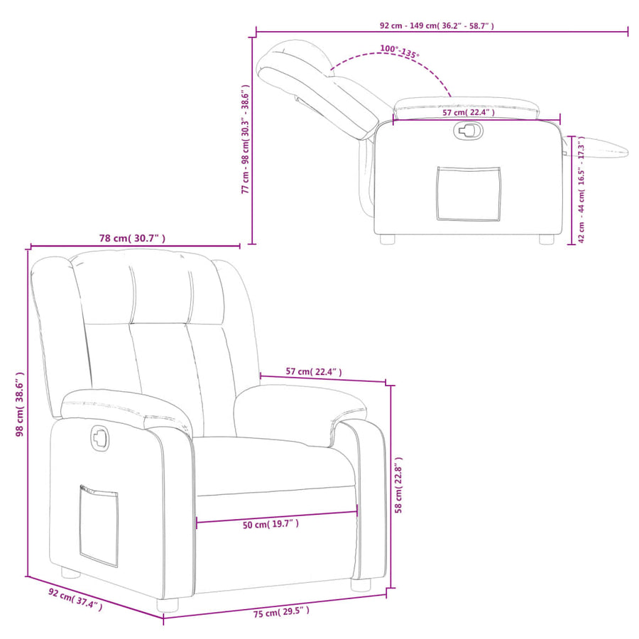 Relaxfauteuil Donkergrijze Stof