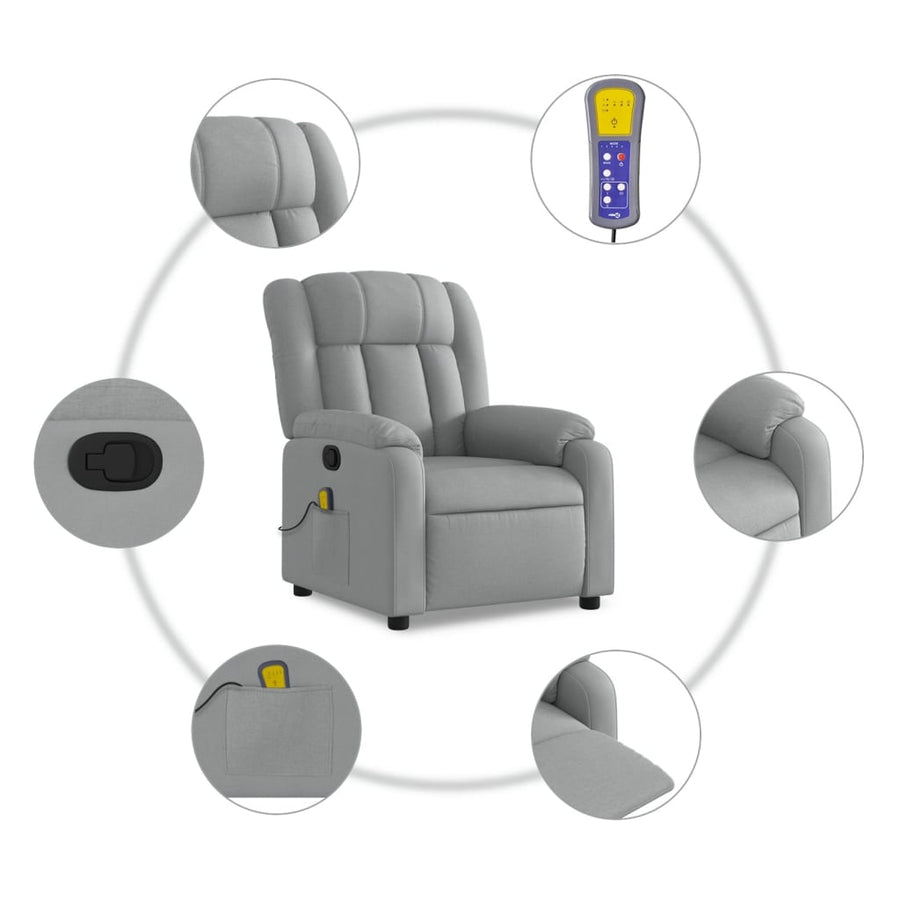 Massagestoel met lichtgrijze stof
