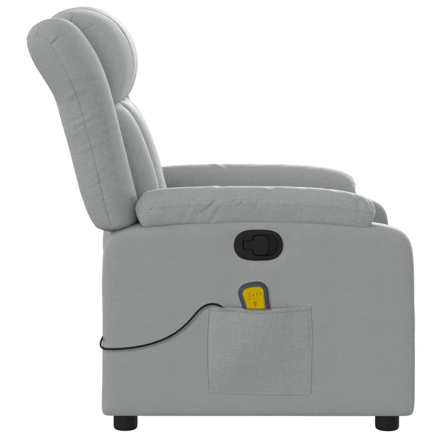 Massagestoel met lichtgrijze stof