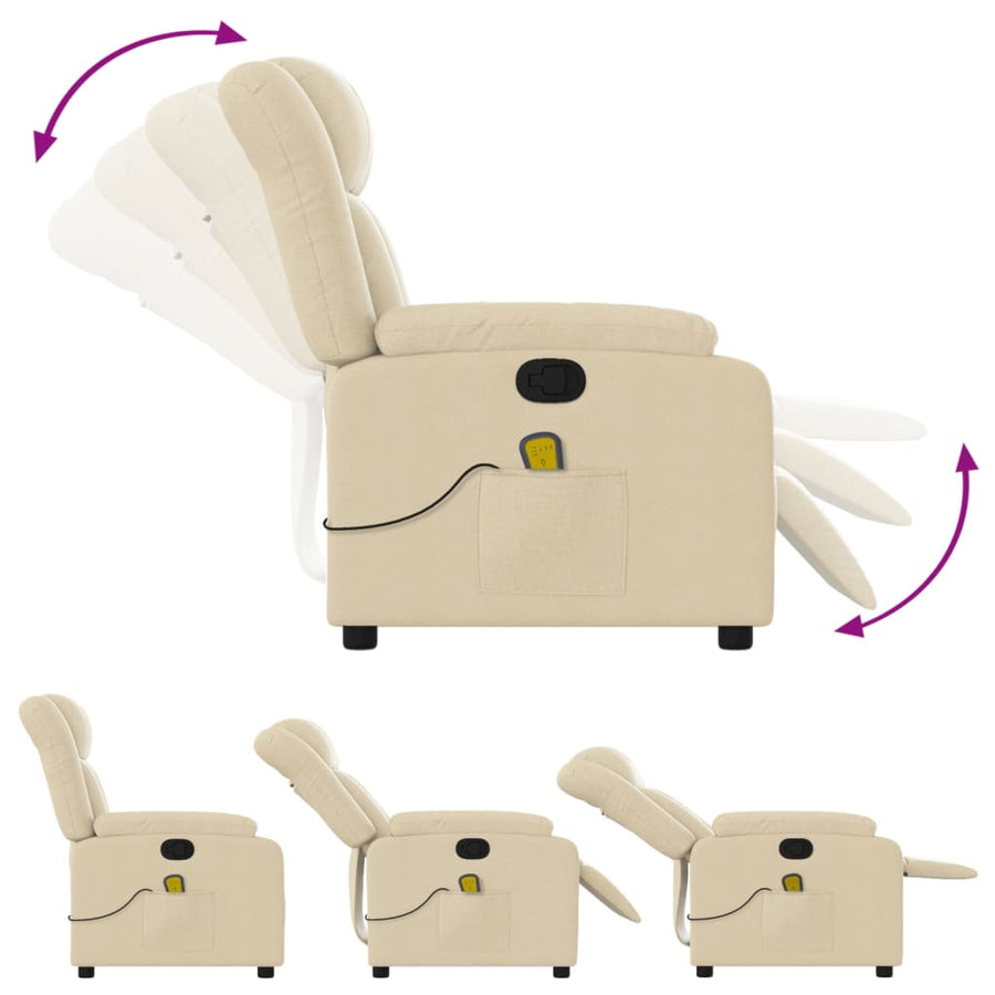 Massagestoel met crèmekleurige stof