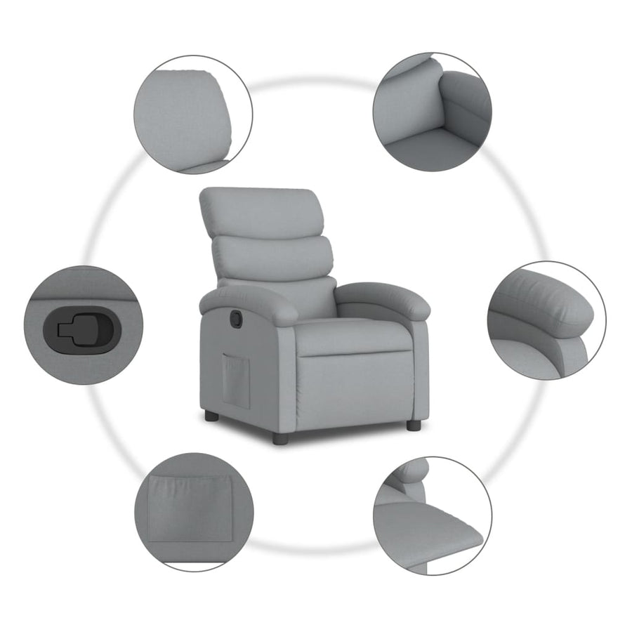 Relaxfauteuil lichtgrijze stof