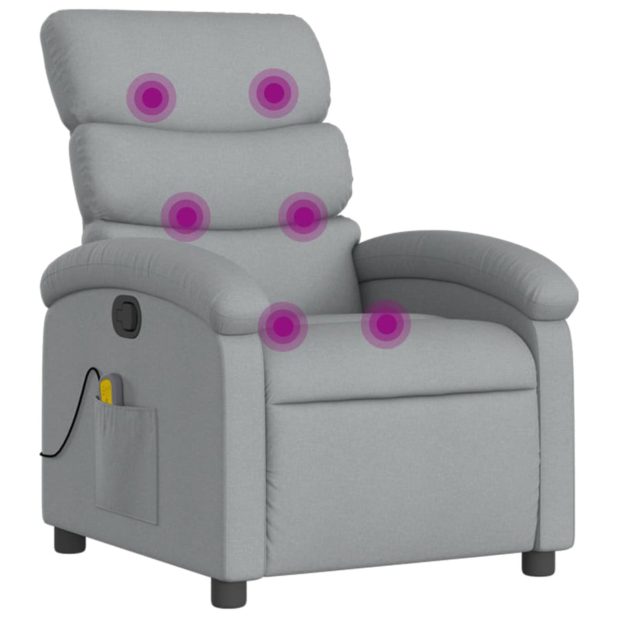 Massagestoel met lichtgrijze stof