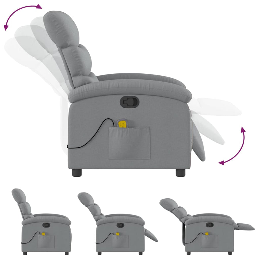 Massagestoel met lichtgrijze stof