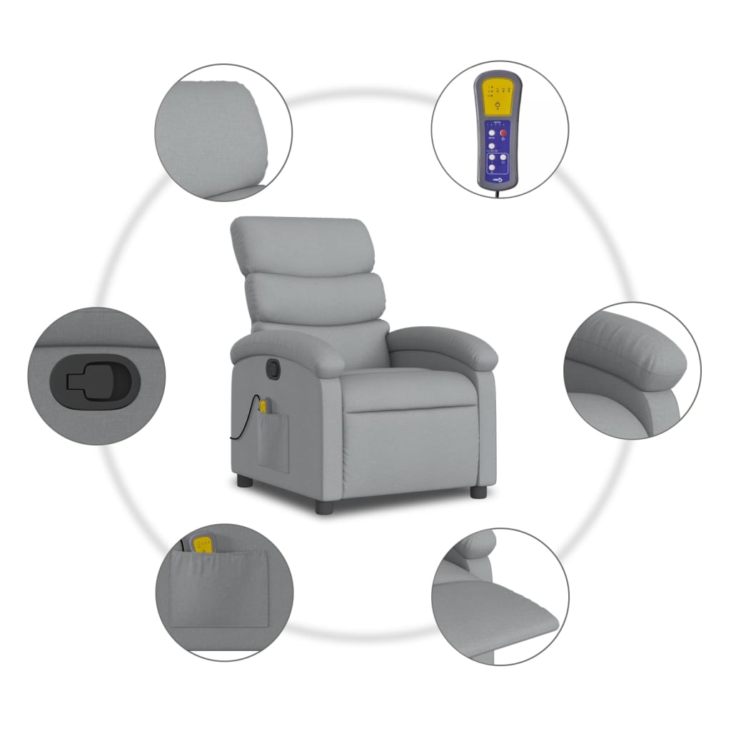 Massagestoel met lichtgrijze stof