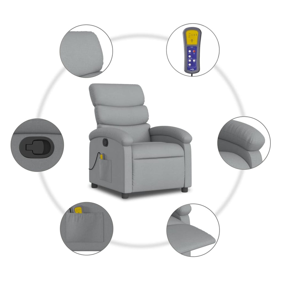 Massagestoel met lichtgrijze stof