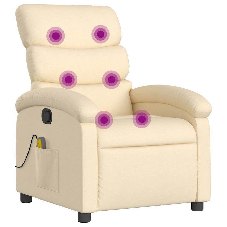 Massagestoel met crèmekleurige stof