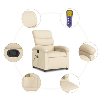Massagestoel met crèmekleurige stof