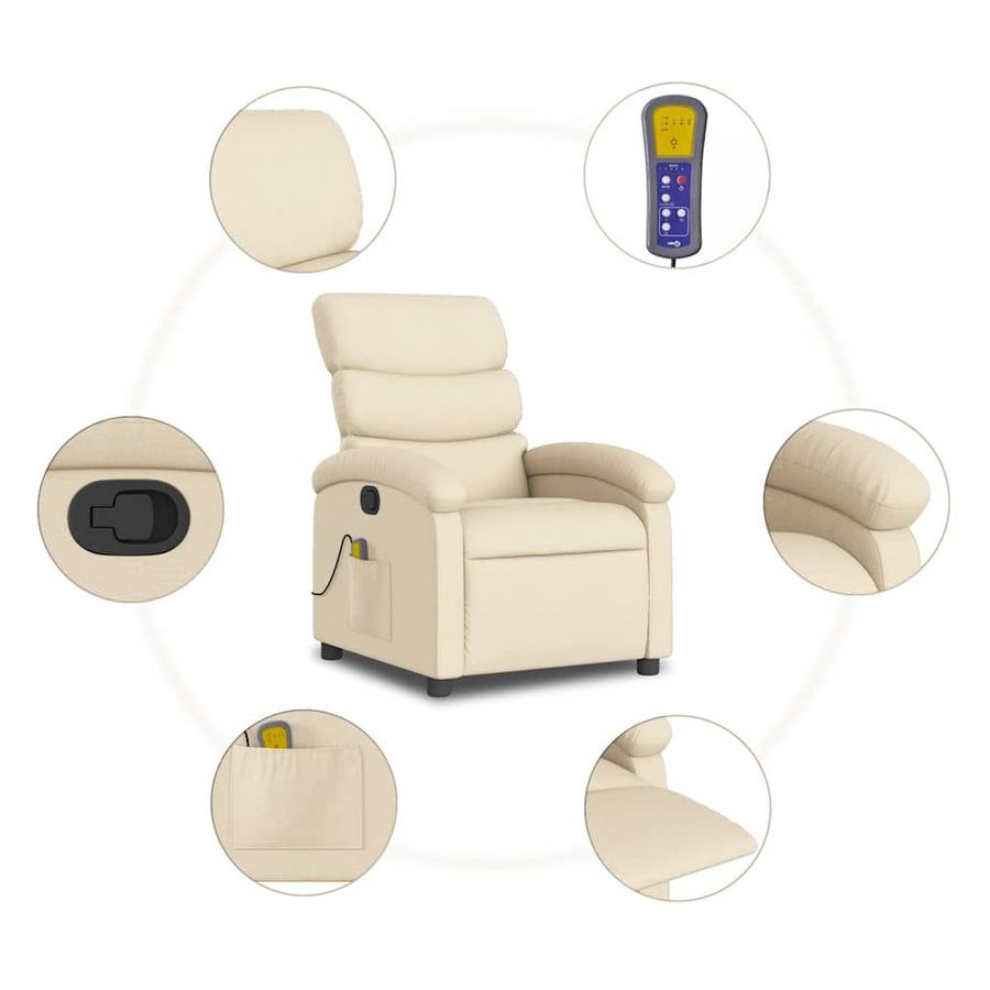 Massagestoel met crèmekleurige stof