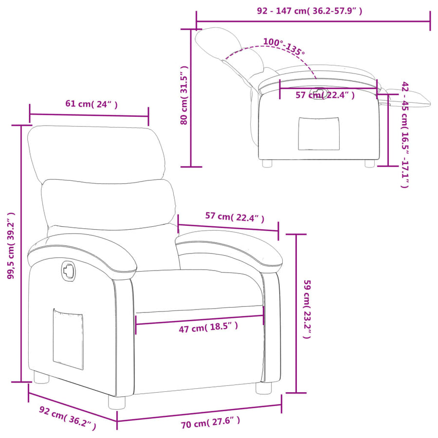 Relaxfauteuil zwart kunstleer