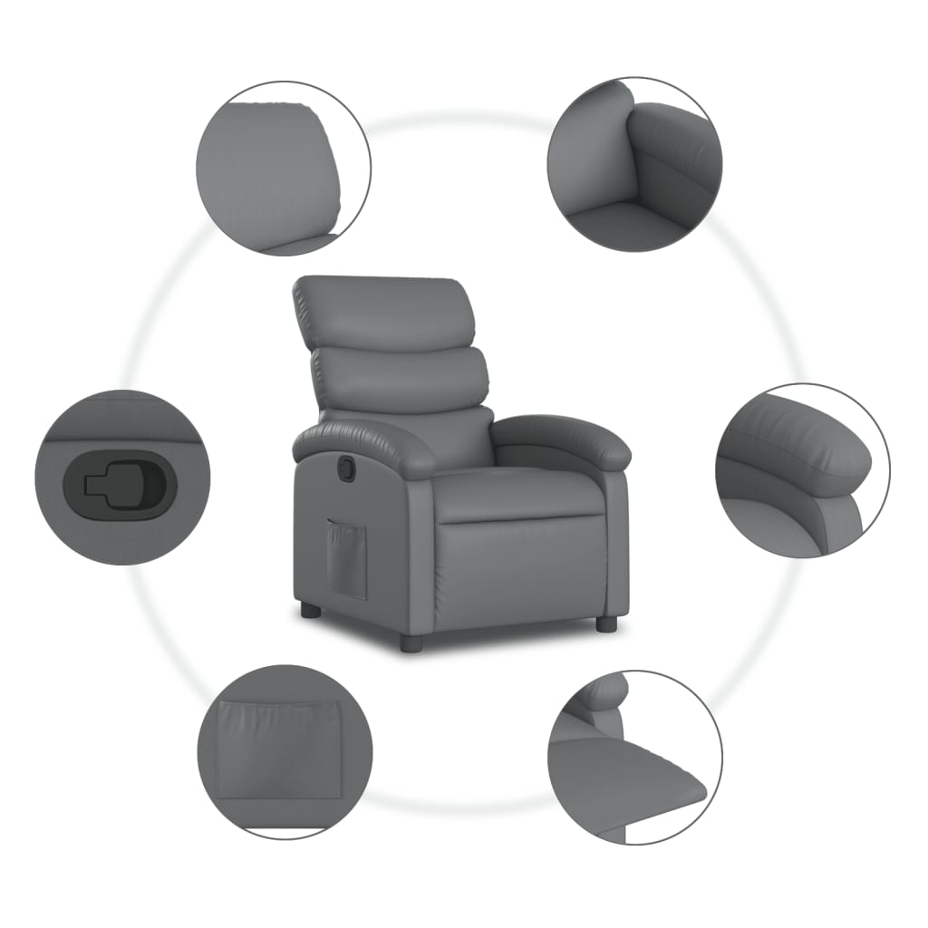 Relaxfauteuil grijs kunstleer