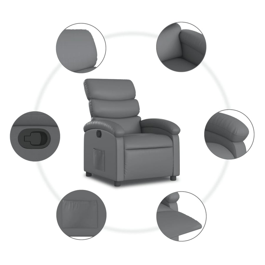 Relaxfauteuil grijs kunstleer