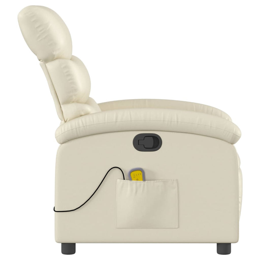 Massagestoel van kunstleer in crèmekleur