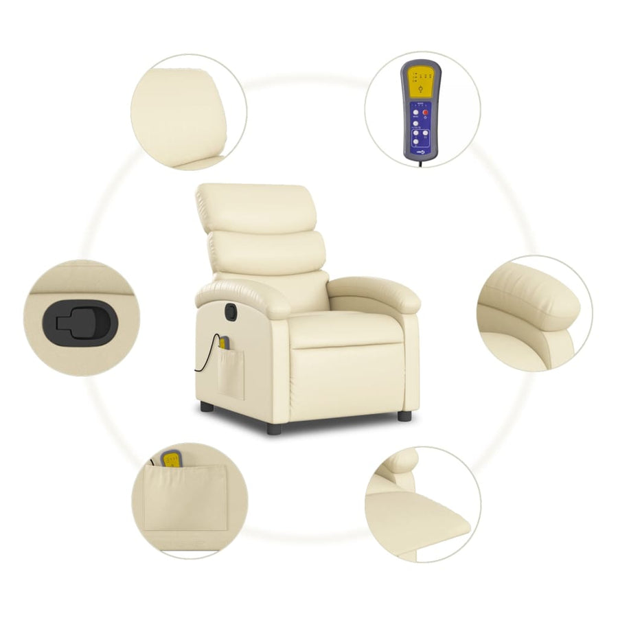 Massagestoel van kunstleer in crèmekleur