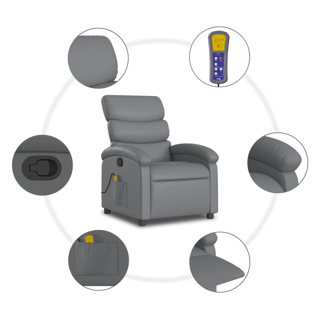 Massagestoel van grijs kunstleer
