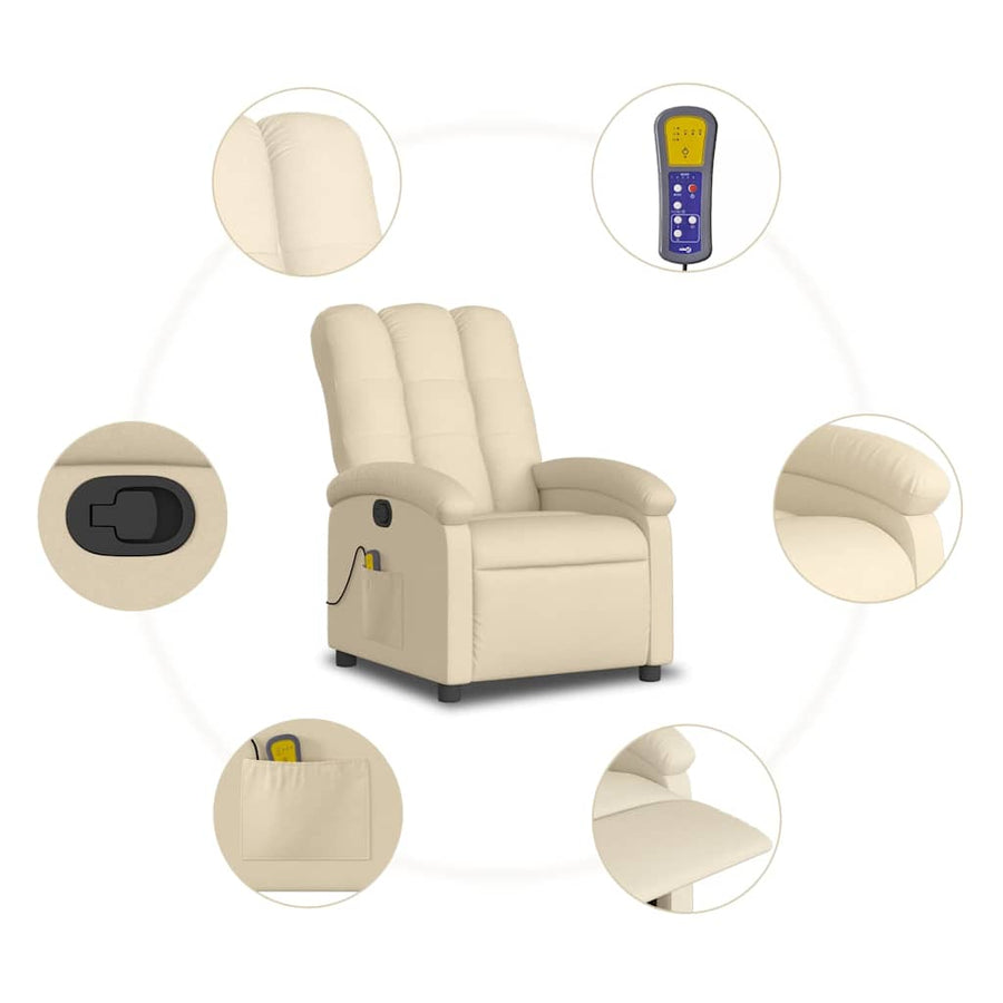 Massagestoel met crèmekleurige stof