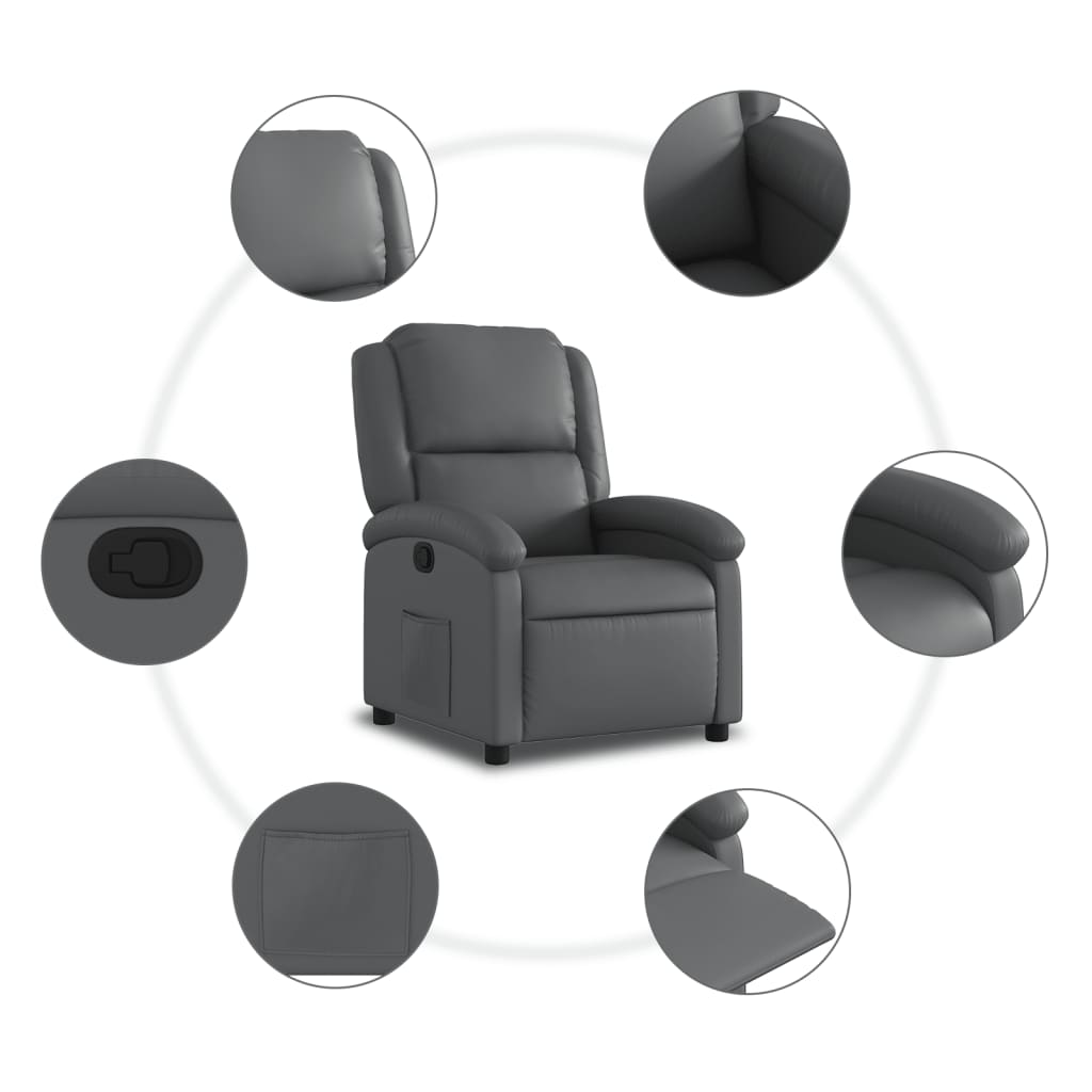 Relaxfauteuil grijs kunstleer