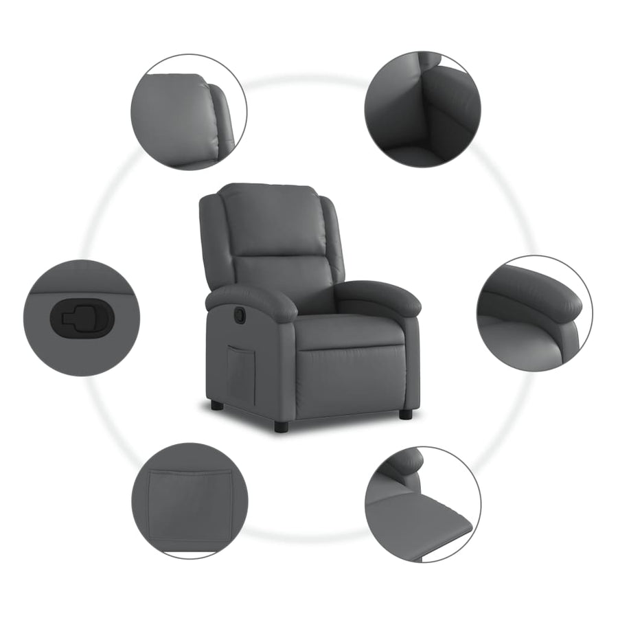 Relaxfauteuil grijs kunstleer