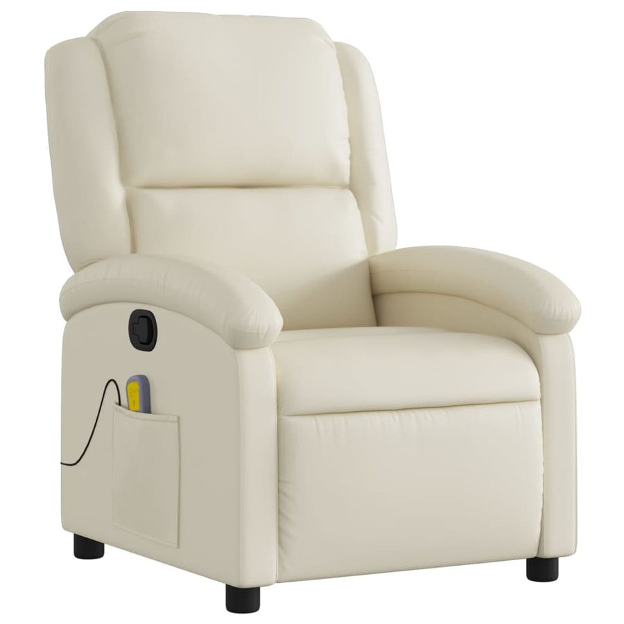 Massagestoel van kunstleer in crèmekleur