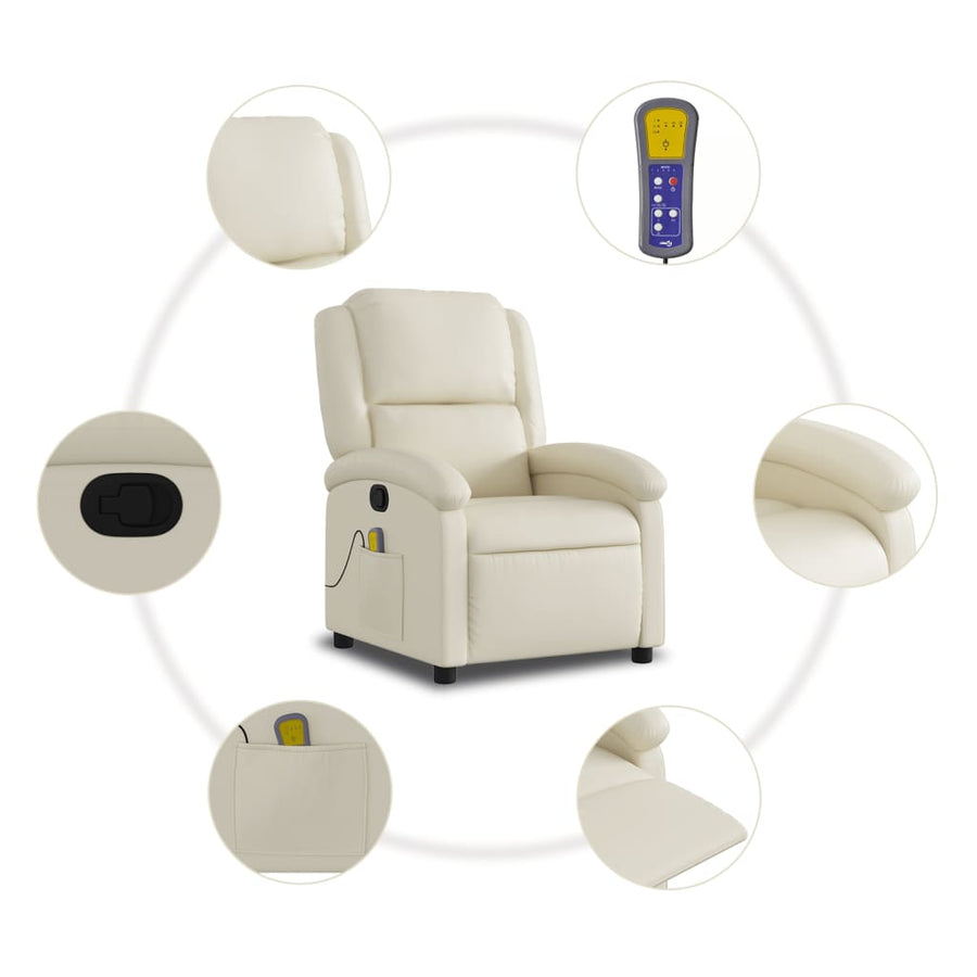 Massagestoel van kunstleer in crèmekleur