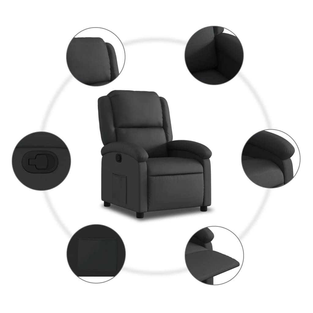 Relaxfauteuil Zwart Echt Leer