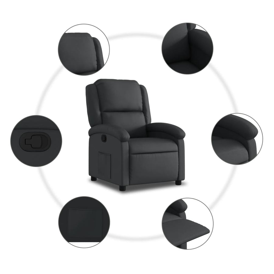Relaxfauteuil Zwart Echt Leer