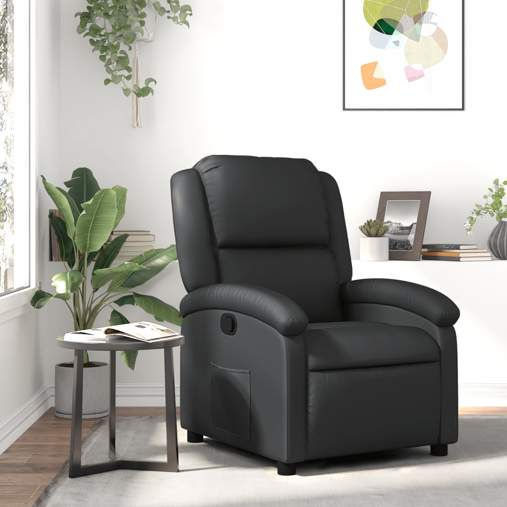 Relaxfauteuil Zwart Echt Leer