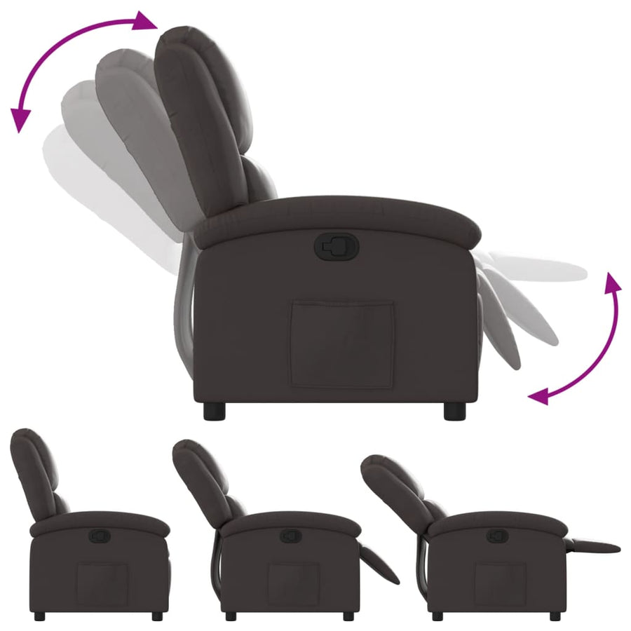 Relaxfauteuil donkerbruin echt leer