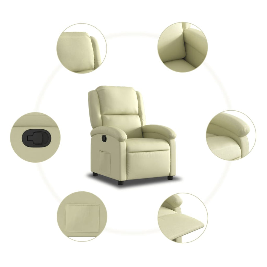 Relaxfauteuil crèmekleurig echt leer