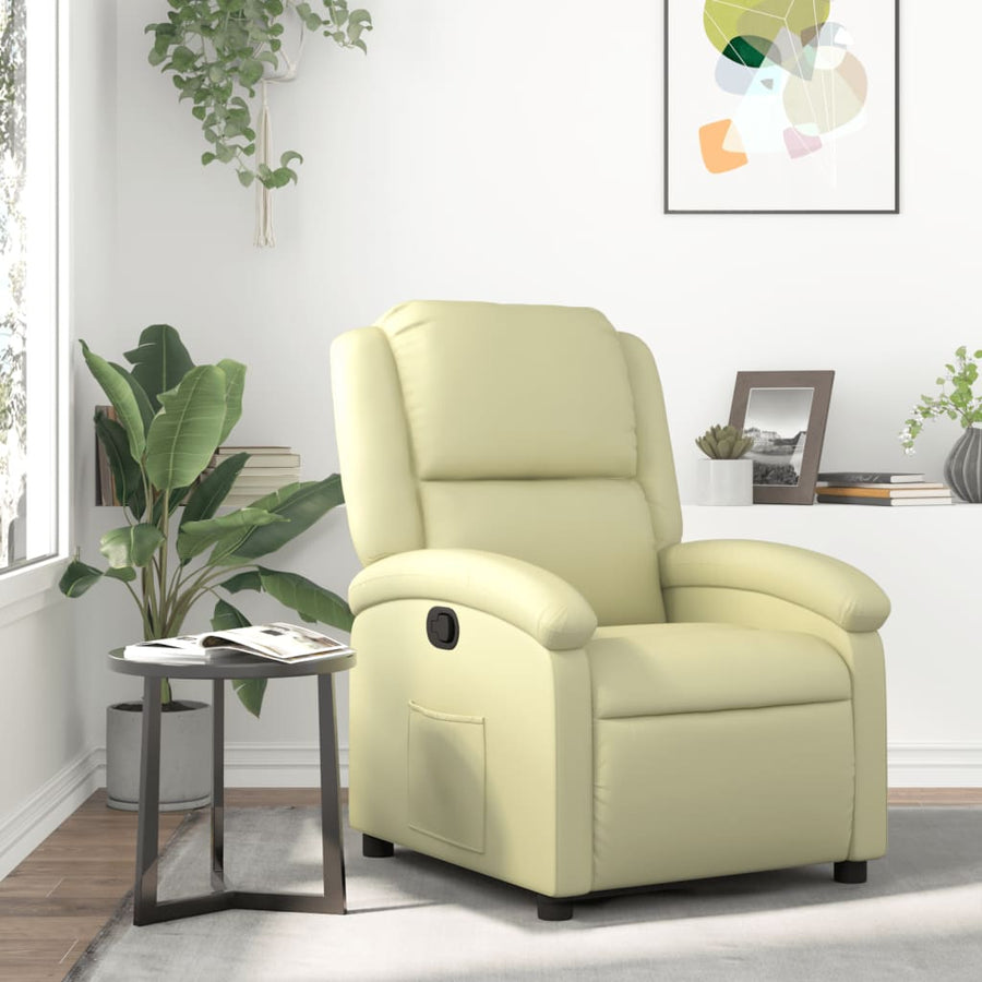 Relaxfauteuil crèmekleurig echt leer